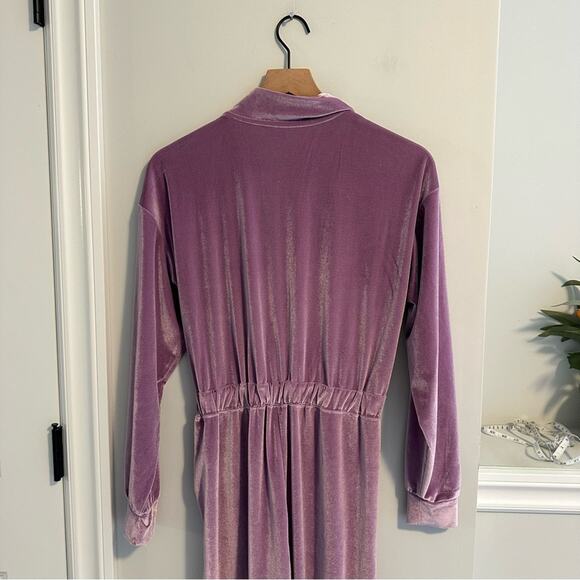Fabletics Purple Velvet Velour Jumpsuit One Piece Small - Picture 8 of 13